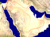 Saudi-Arabien Satellit + Grenzen 1600x1200